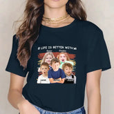 T-shirt unisexe photo personnalisé personnalisé - La vie est meilleure avec les petits-enfants Pet